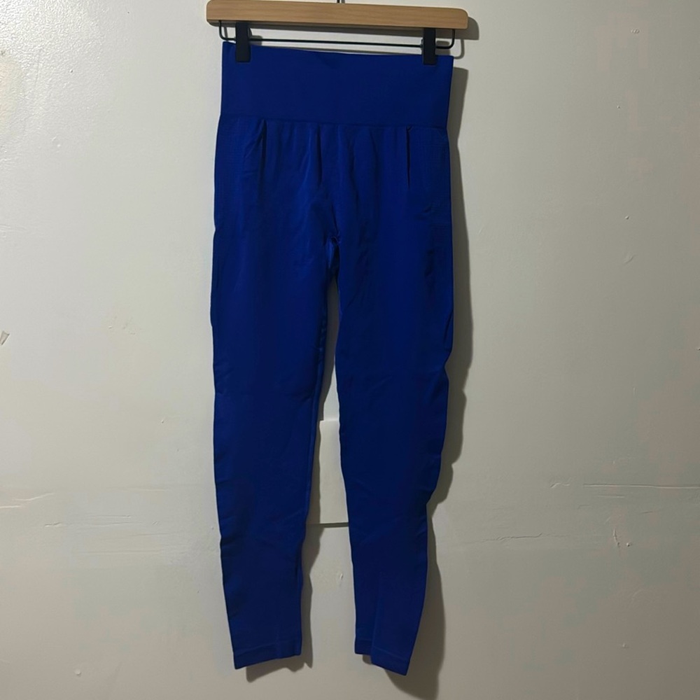 Blue High Waist Seamless Push Up Workout Leggings